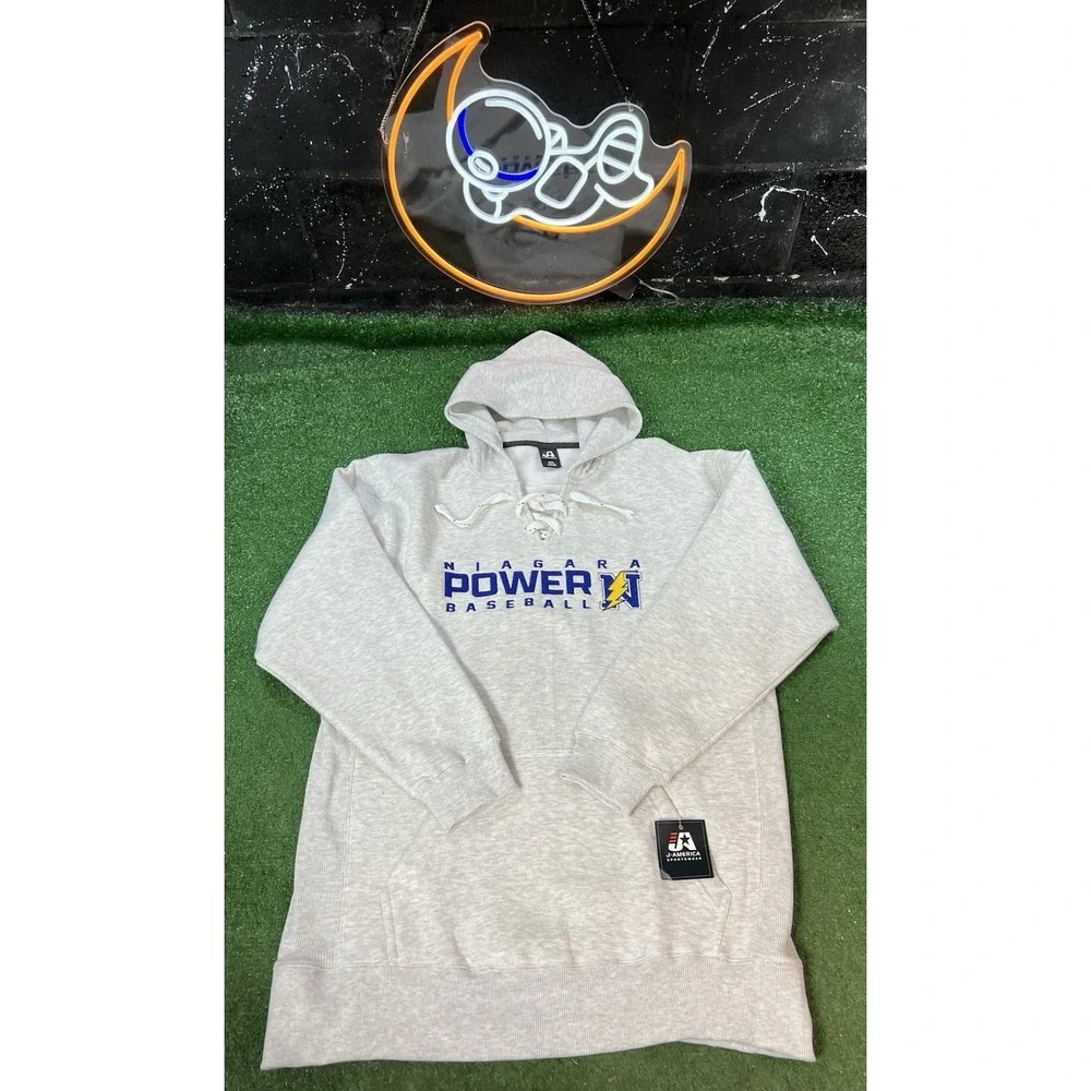 NWT J. America Niagara Power Baseball Gray Hoodie Sweatshirt Men's Size XXL‎ 2XL